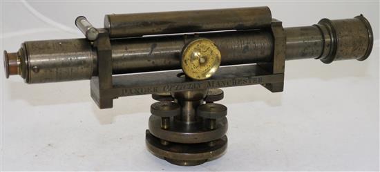 A 19th century lacquered brass surveyors level, signed Dancer Optician, Manchester, 14.5in.